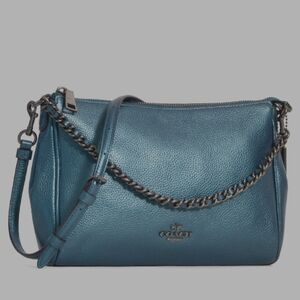 Coach Metallic Teal Carrie Crossbody Bag
